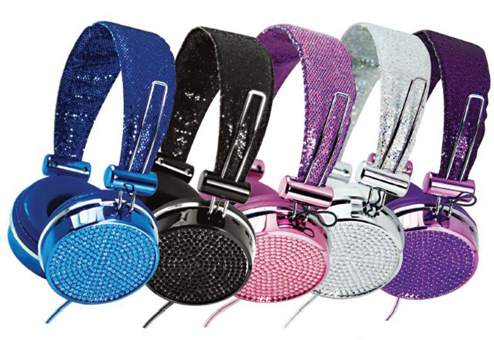 Crystal Rhinestone Hype Gems Jewel DJ Stereo Headphones with In Line