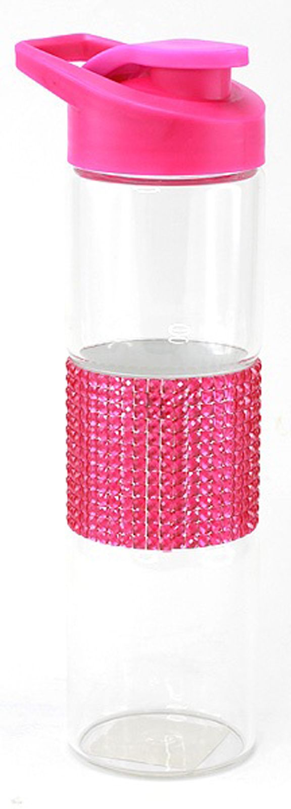 Pink Crystal Rhinestone 20 oz Glass Water Drink Bottle with Twist Cap