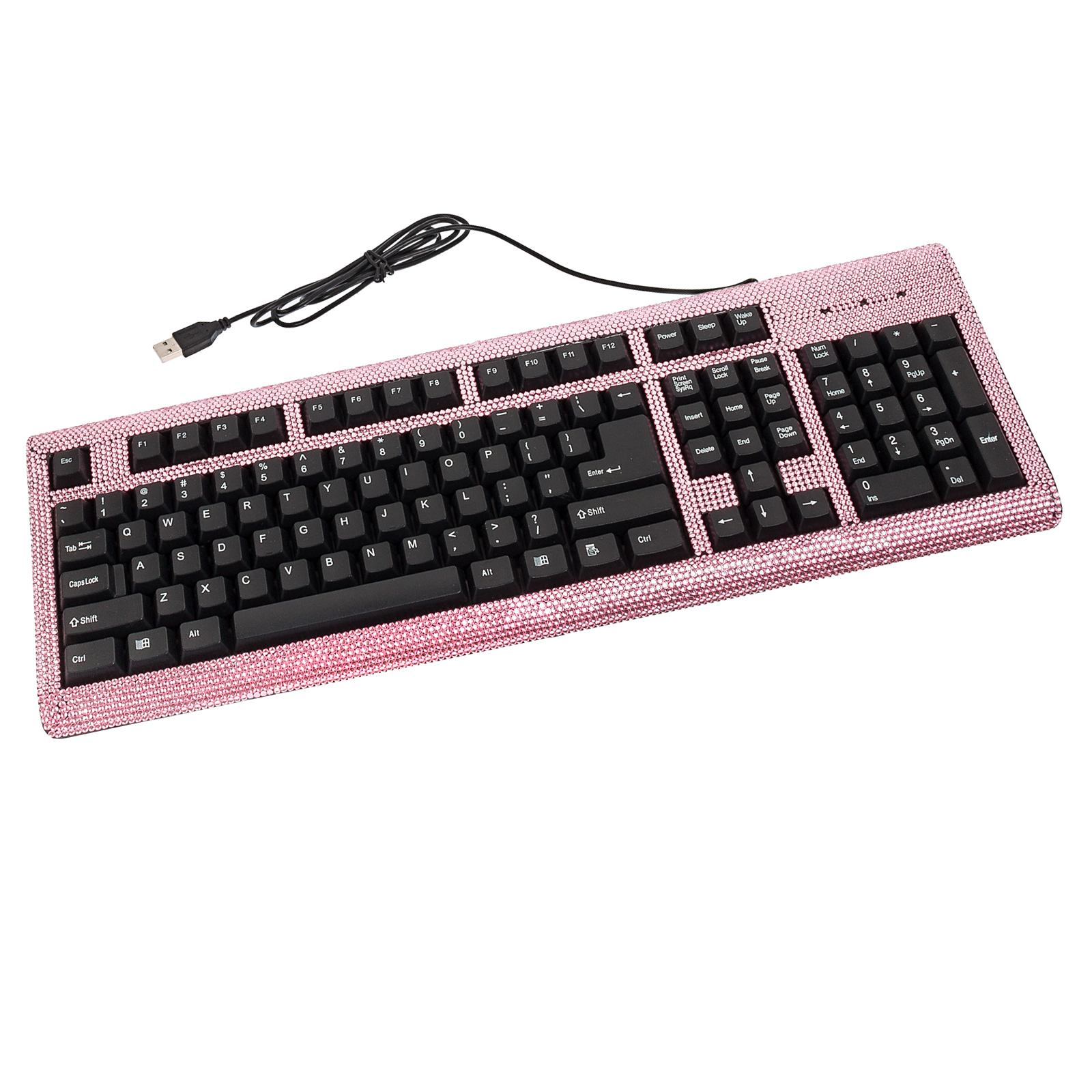 Crystal Case Pink Rhinestone USB Keyboard Bling Sparkle Office Computer ...
