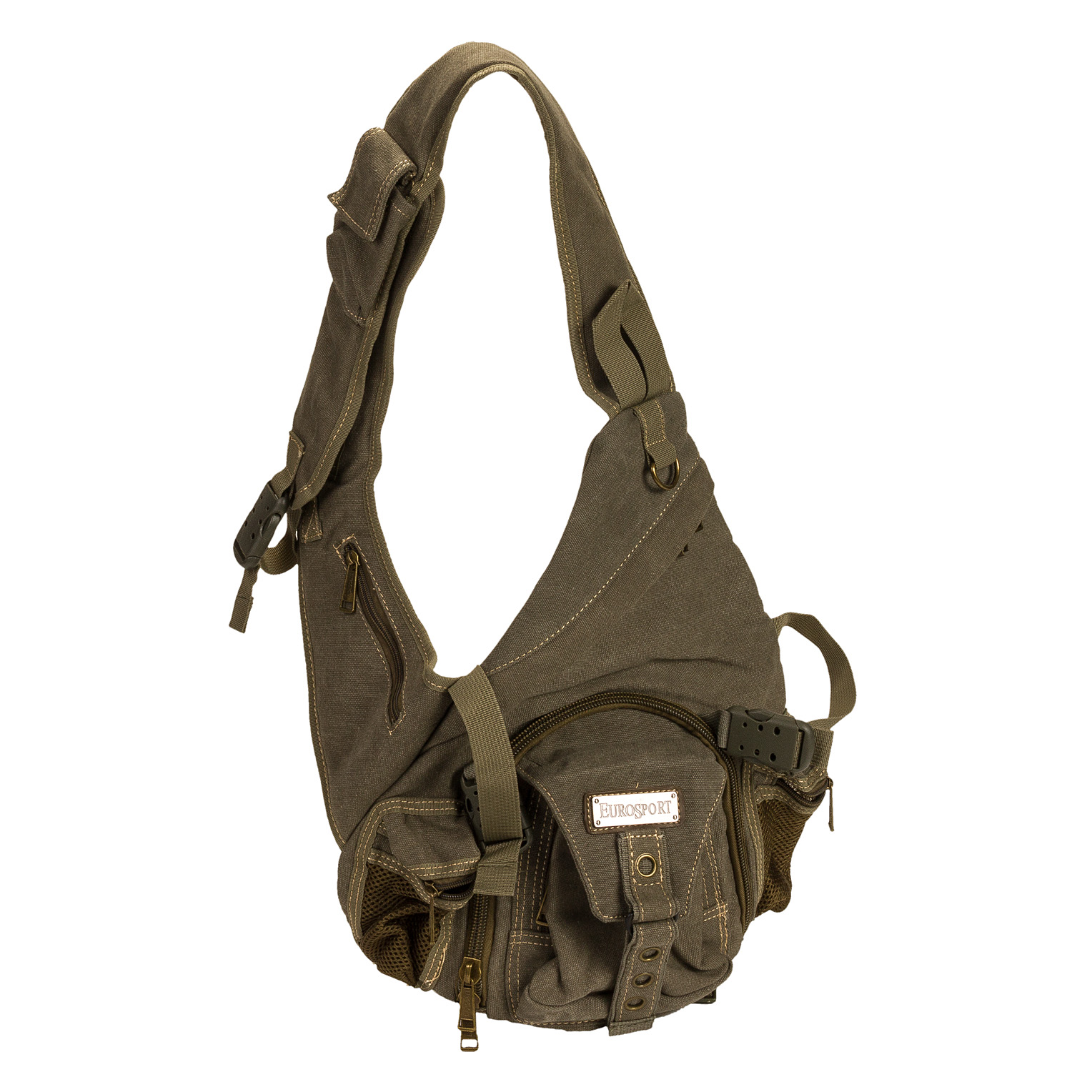 EuroSport B724 Urban Olive Canvas Crossbody Sling Backpack Compact Travel Bag | eBay