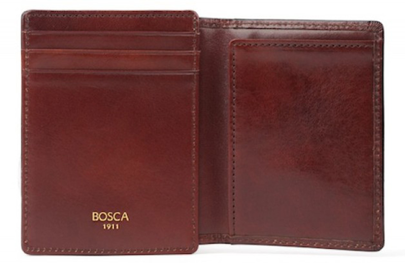 Bosca Mens Old Leather Front Pocket ID Wallet w/Card Slots Money Clip eBay