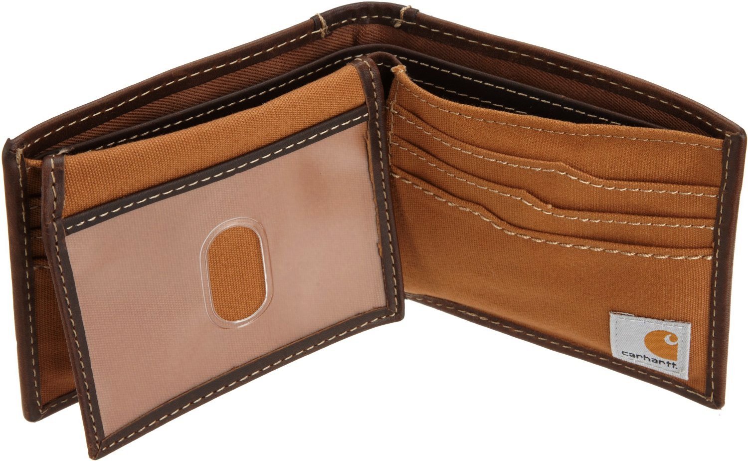 Carhartt Men's Rugged Canvas & Leather Passcase Bifold Bill Fold Wallet