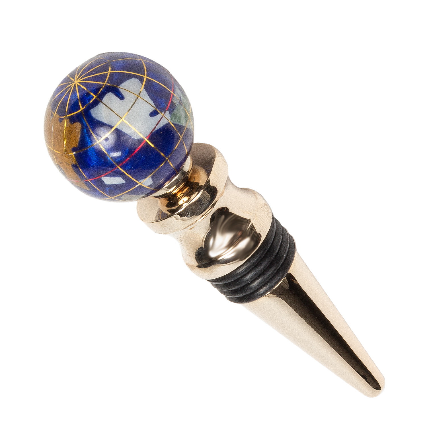MultiGemstone Globe Wine Bottle Stopper