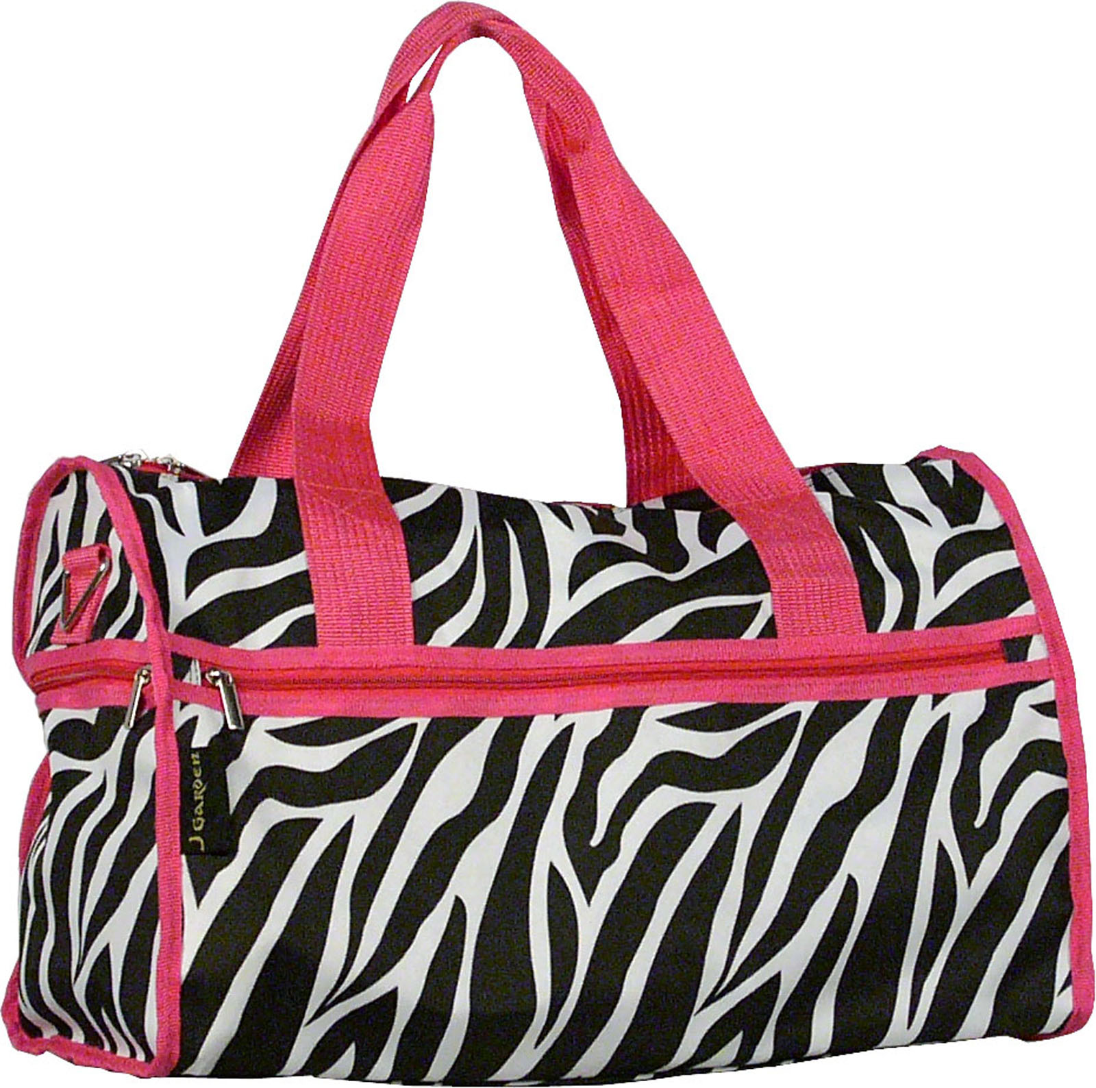 Zebra Black & White Carry On Women Duffle Duffel Bag w/ Pink Trim Overnight