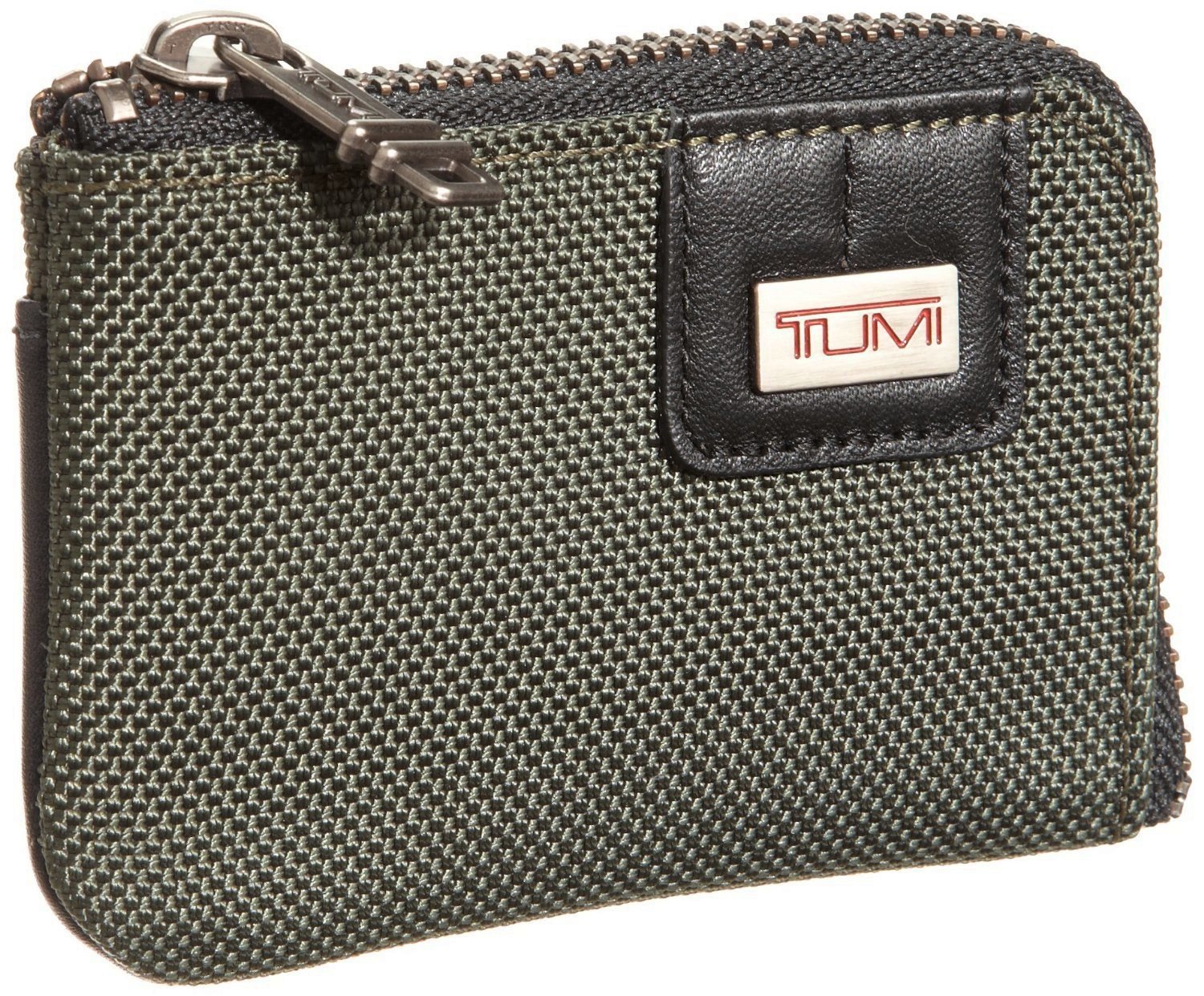 Tumi Men Bravo Spruce Green Ballistic Nylon & Leather Small Zip Card