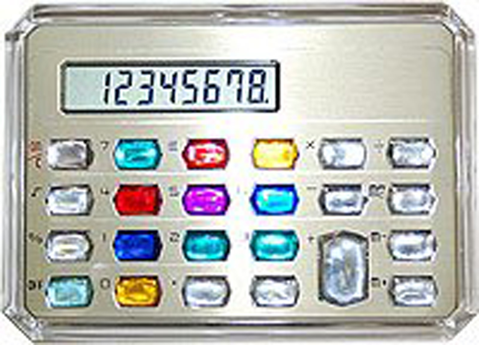 Horizontal Multicolor Jeweled Office Desk Calculator w/ Acrylic Jewel