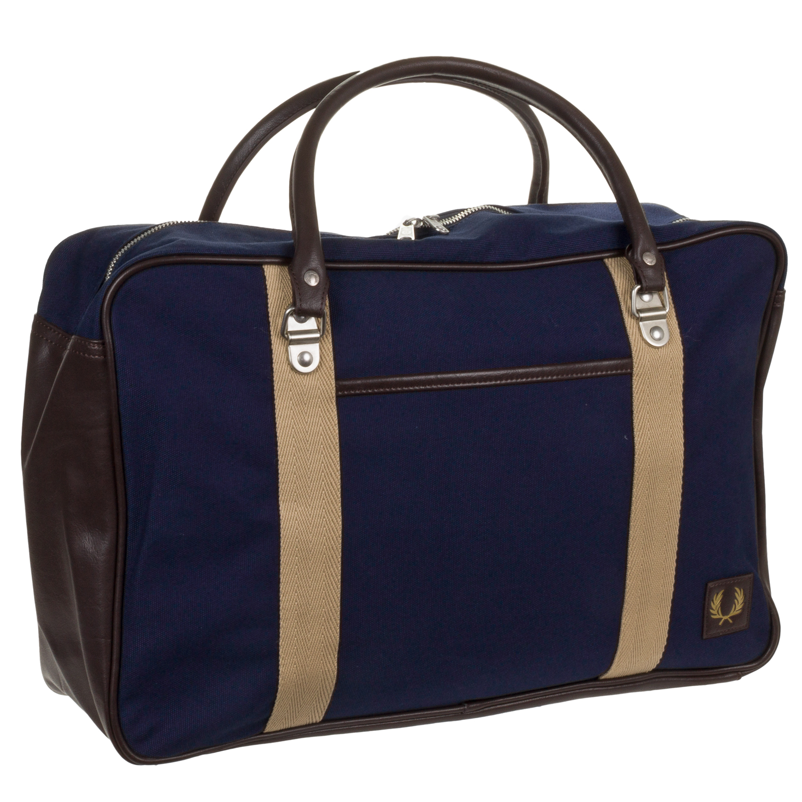 Fred Perry Men's Navy Canvas Box Holdall Duffel Duffle Carry On Travel