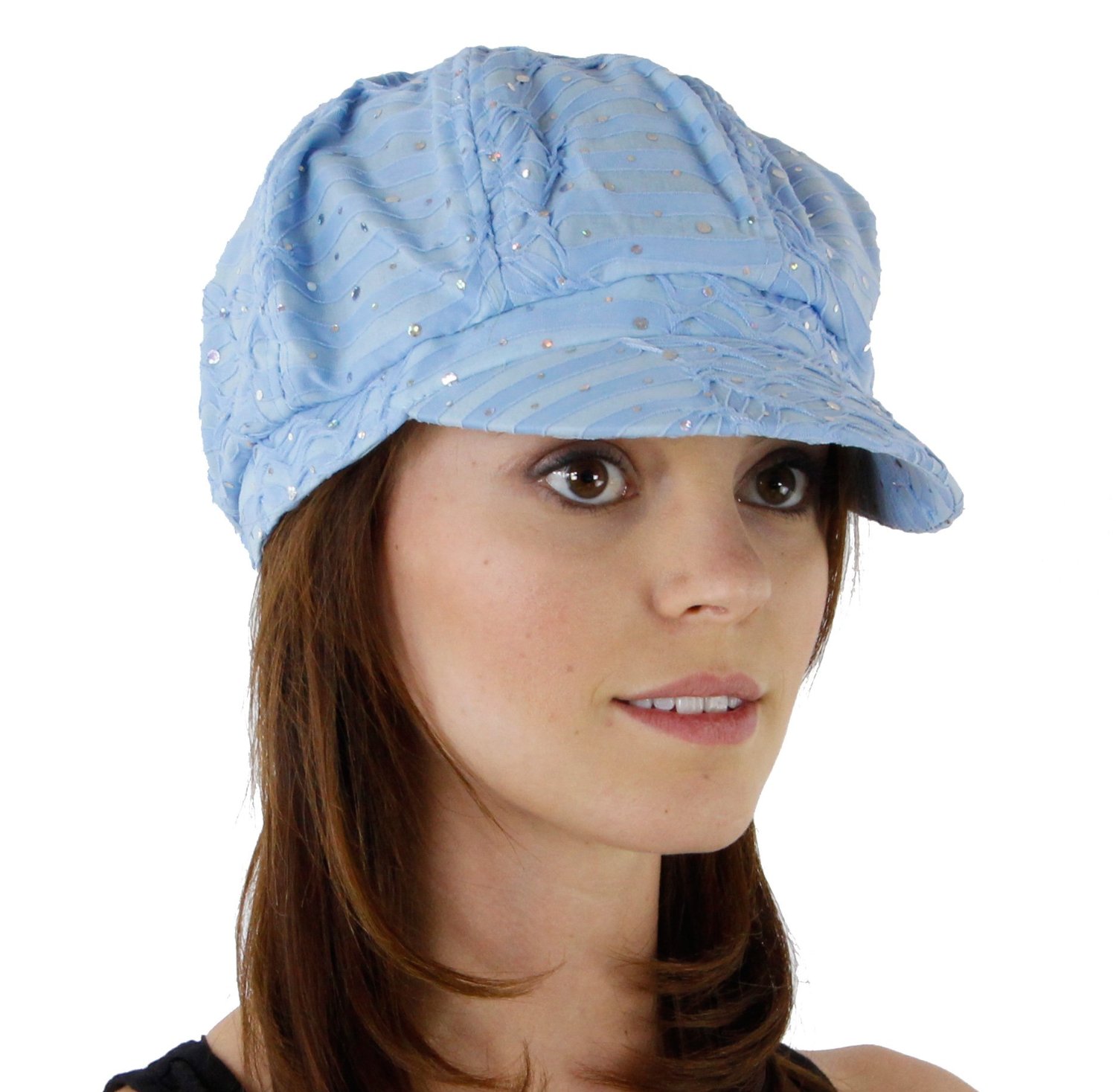 Women's Glitter Sequin Trim Newsboy Style Relaxed Fit Hat Cap eBay