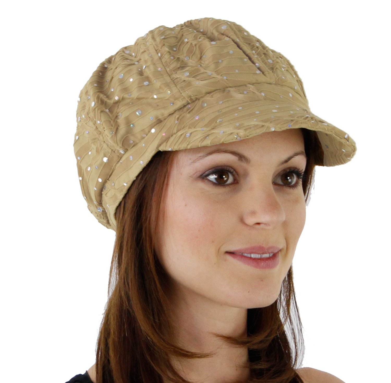 Women's Glitter Sequin Trim Newsboy Style Relaxed Fit Hat Cap eBay