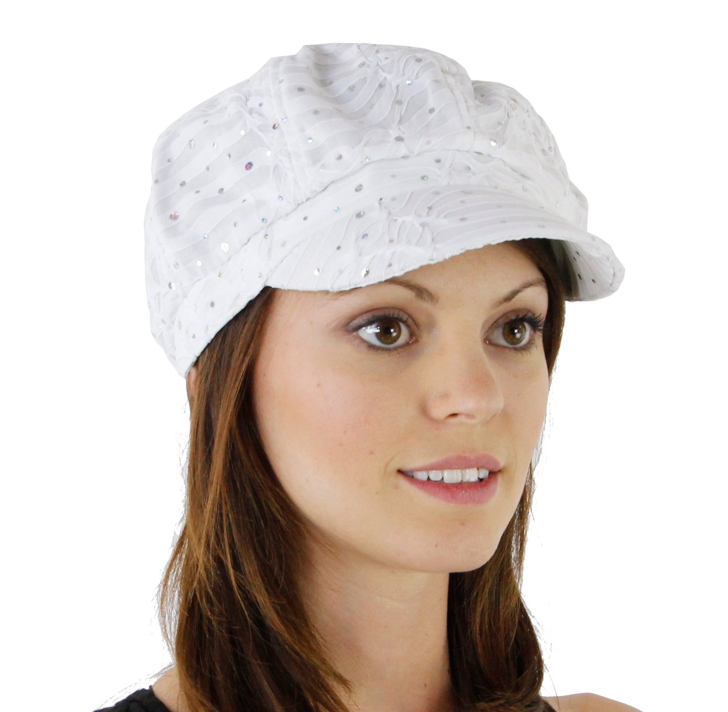 Women's Glitter Sequin Trim Newsboy Style Relaxed Fit Hat Cap eBay