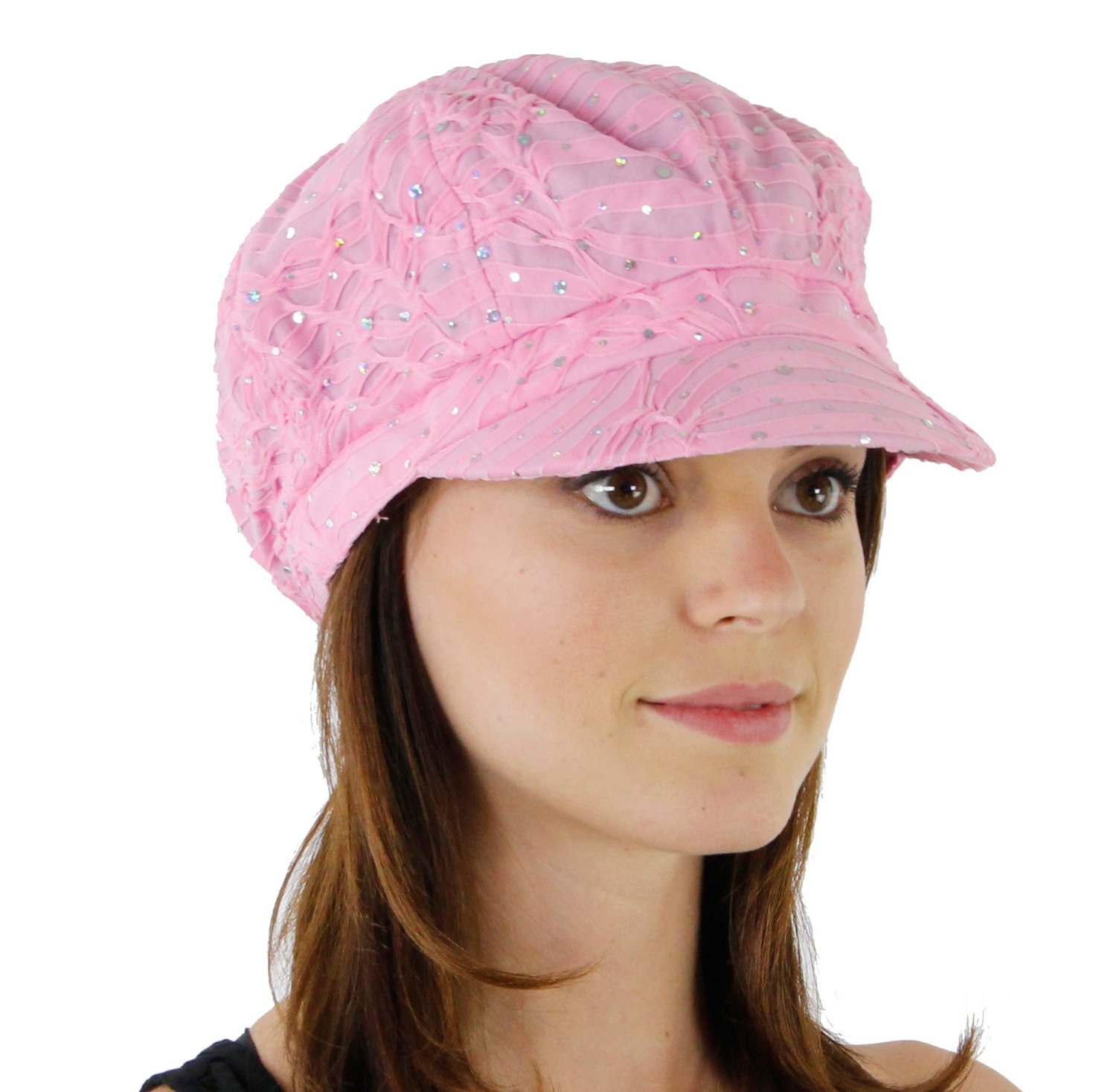 Women's Glitter Sequin Trim Newsboy Style Relaxed Fit Hat Cap eBay