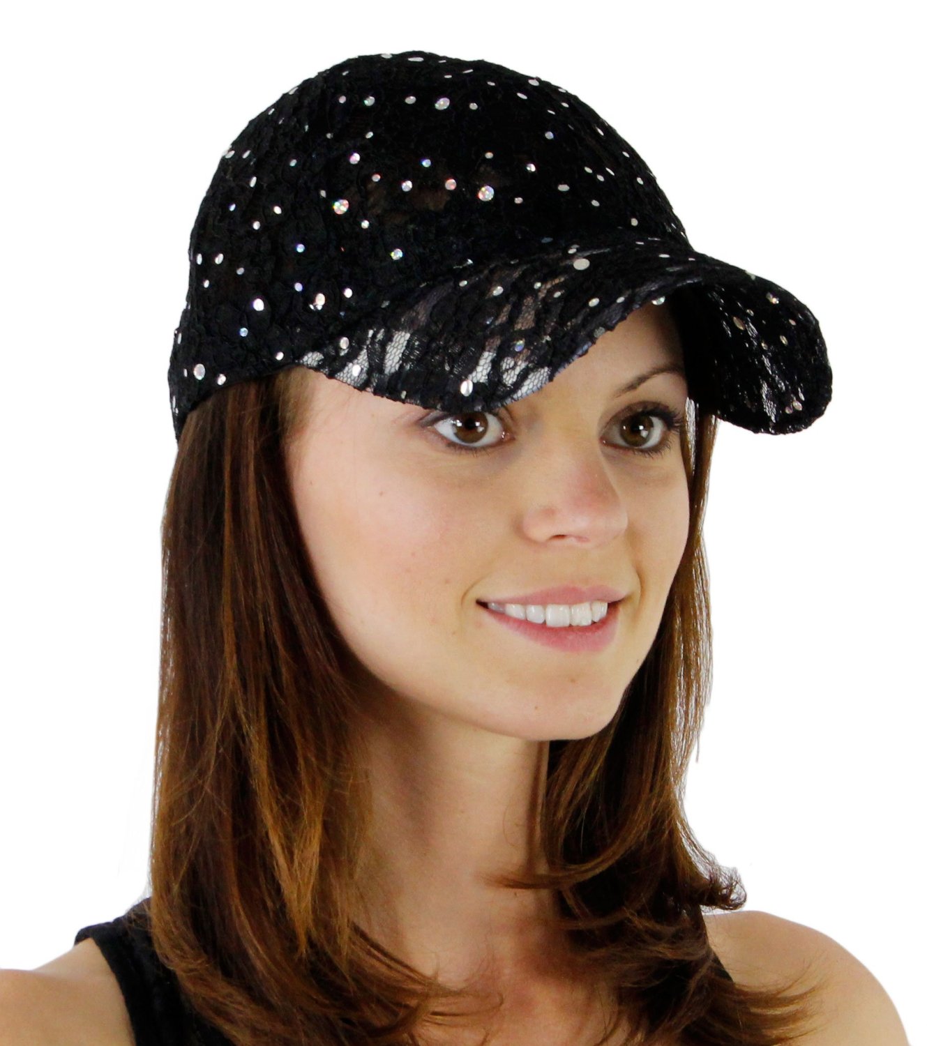 Women's Lace Glitter Sequin Baseball Hat Cap eBay