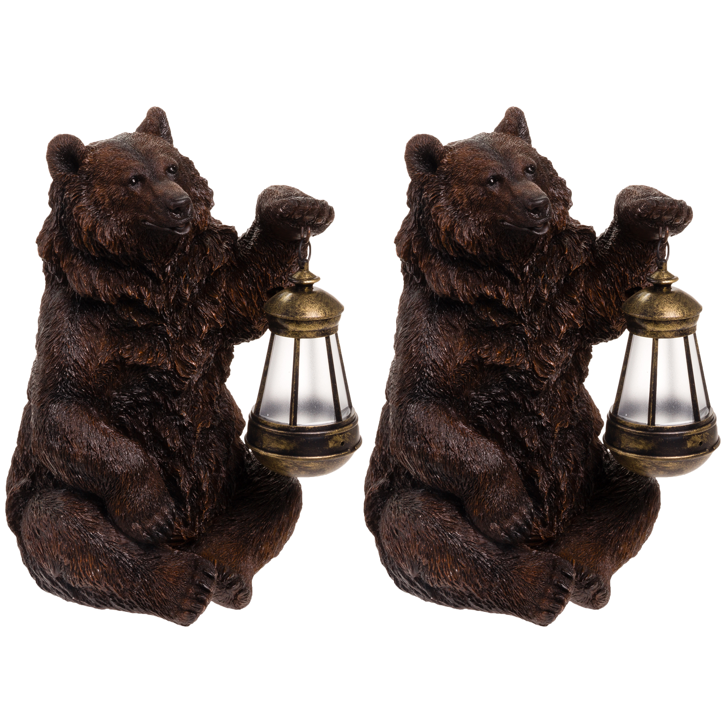 2 Pack Solar Bear Outdoor Garden Landscape Pathway Statue Decoration