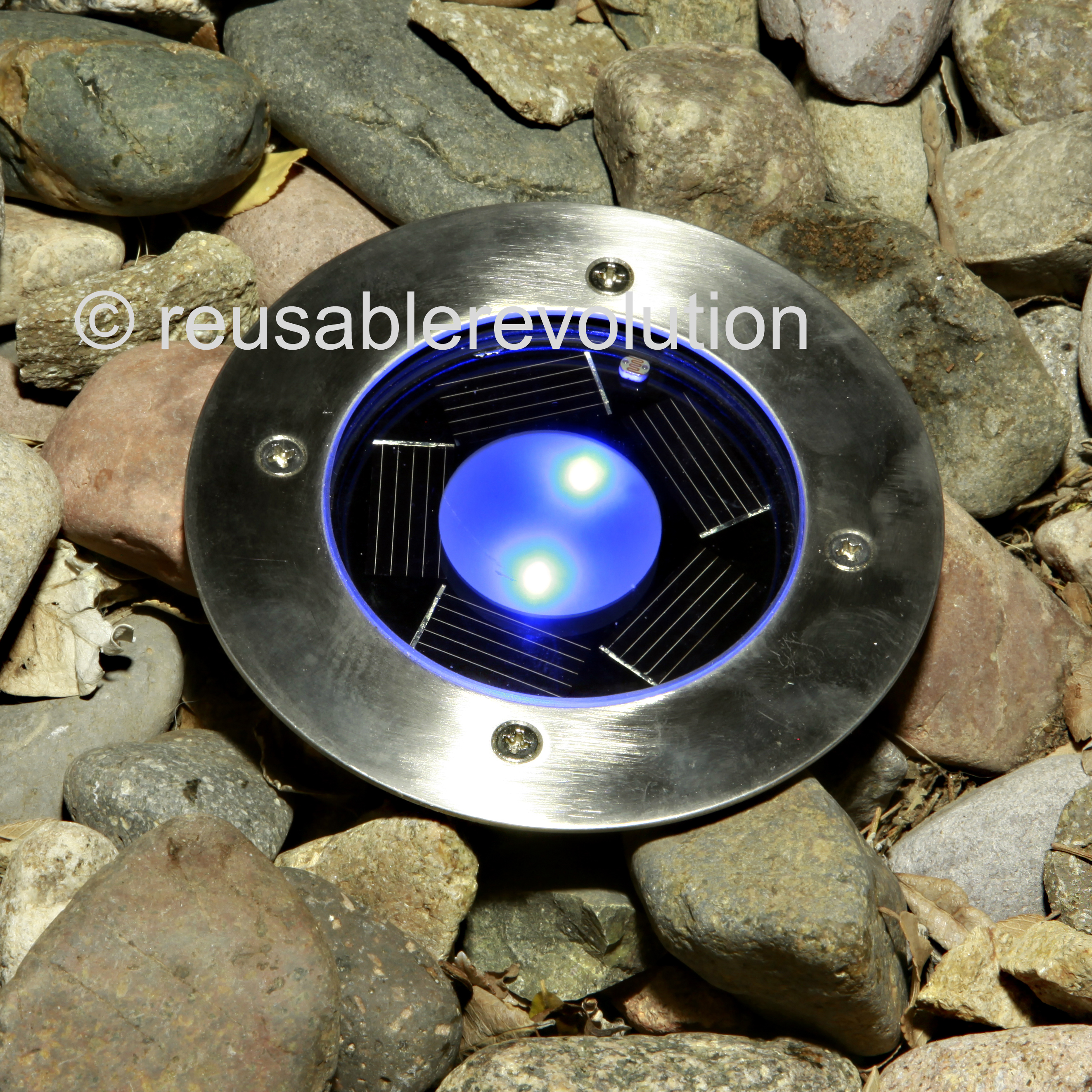 Solar Power Round Recessed Deck Dock Pathway Garden LED Light eBay