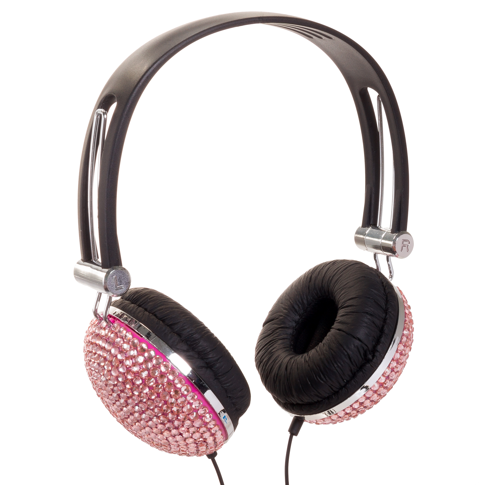 Light Pink Crystal Rhinestone Bling DJ OverEar Bass HiFi Stereo