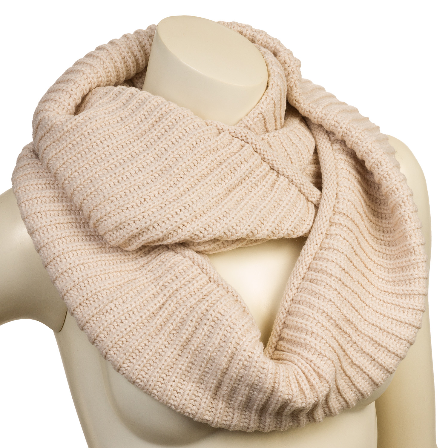 12" W Premium Knit Thick Ribbed Infinity Soft Winter Neck Scarf Wrap