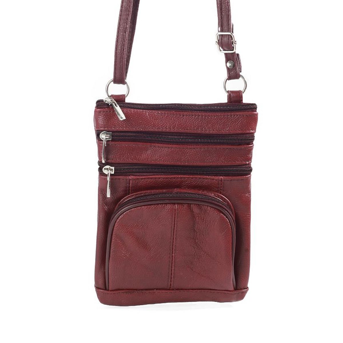 Roma Leathers Genuine Leather MultiPocket Crossbody Travel Purse Bag