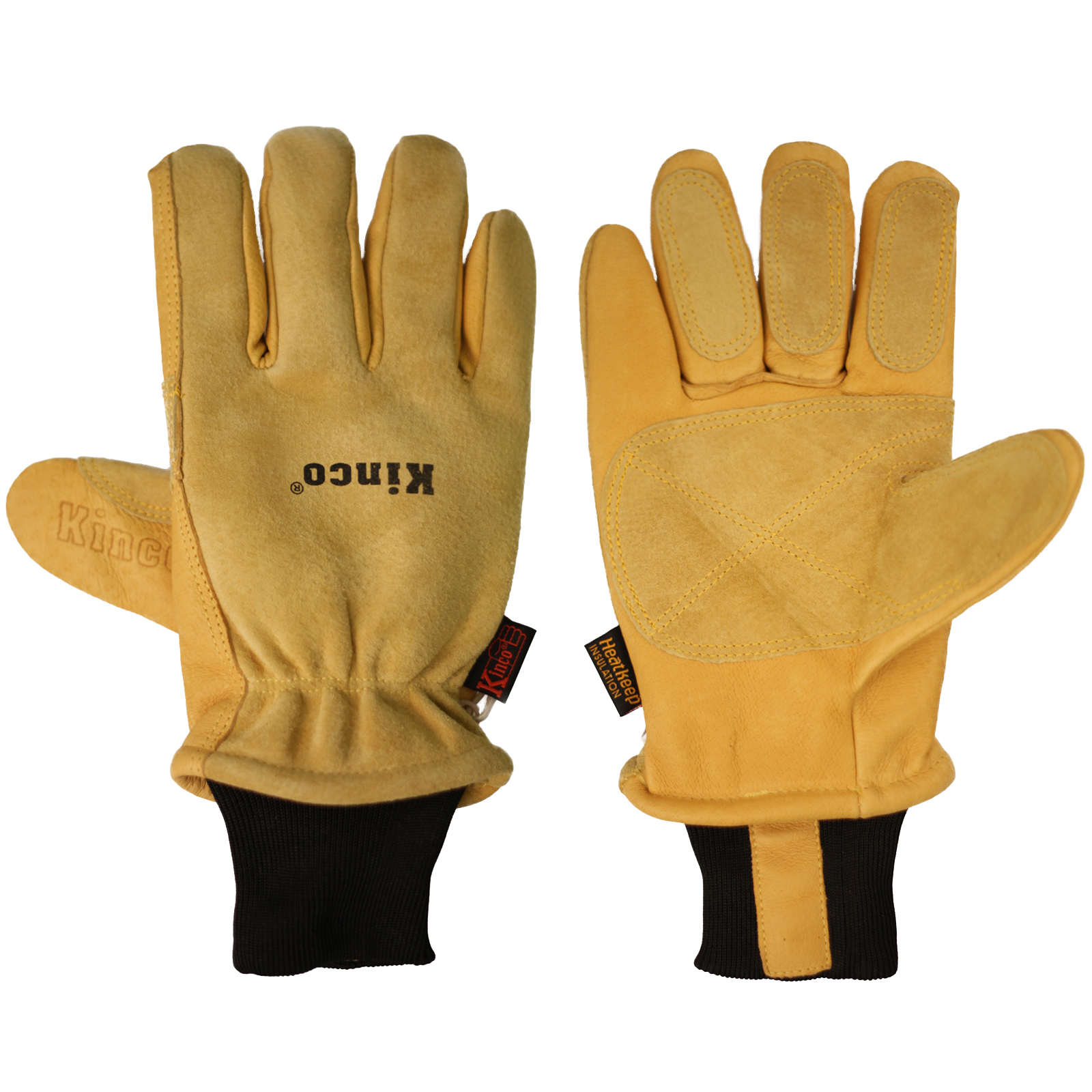 Kinco Tan Pigskin Leather HeatKeep Thermal Water Repellent Ski Gloves