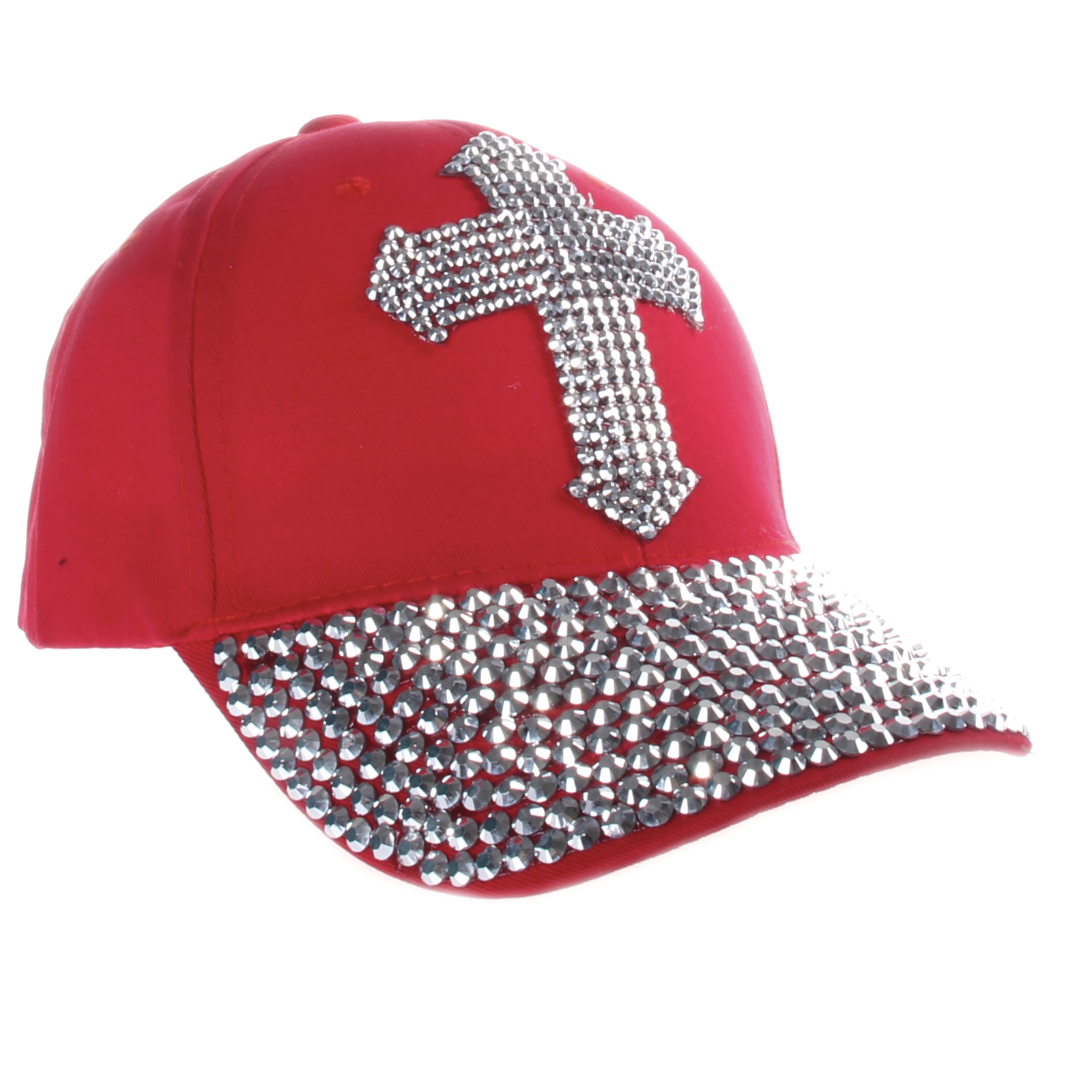Crystal Case Rhinestone Cross Adjustable Bling Christian Baseball Ball Cap Hat