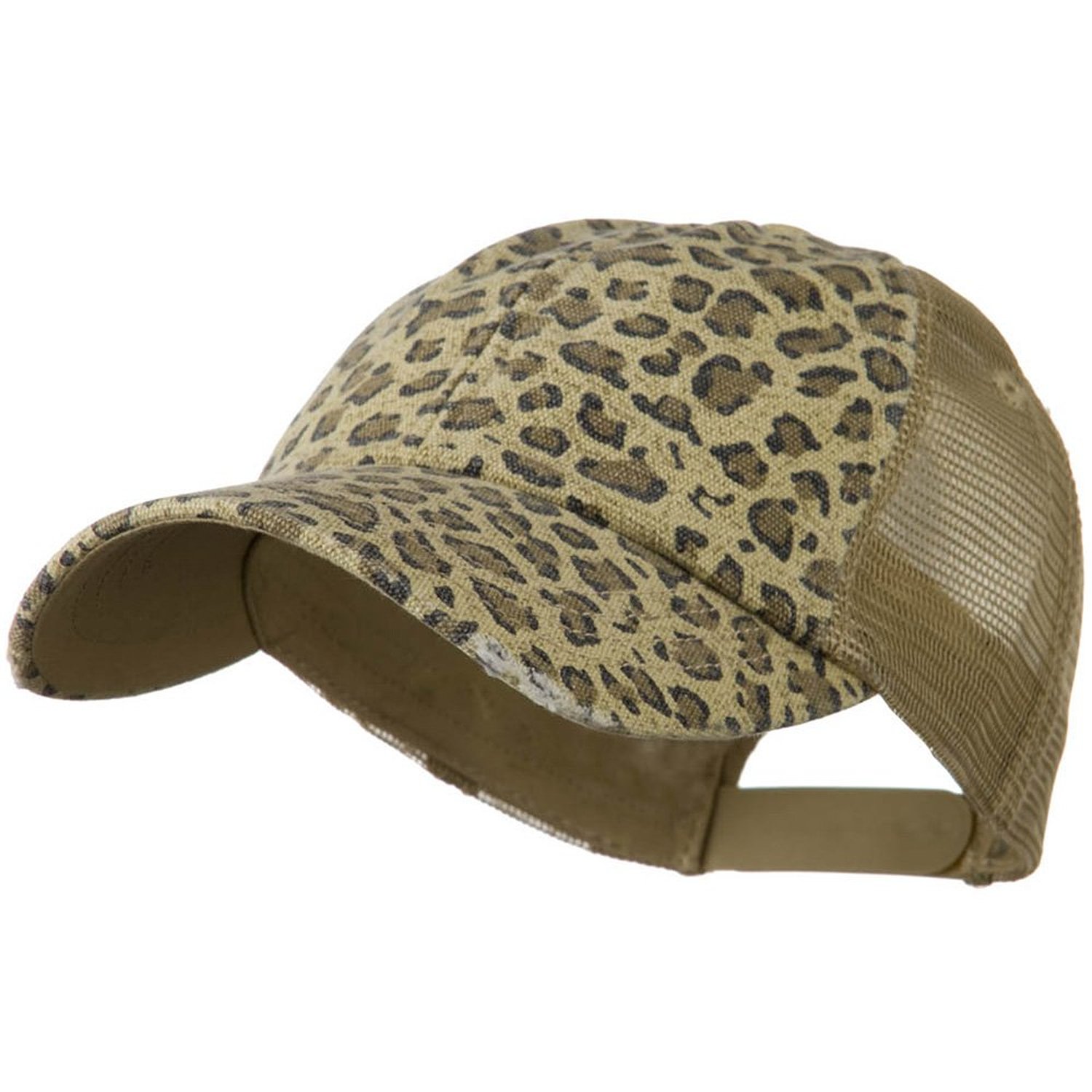 MG Mega Cap Ladies Leopard Print Mesh Cotton Snap Back Baseball Hat Cap