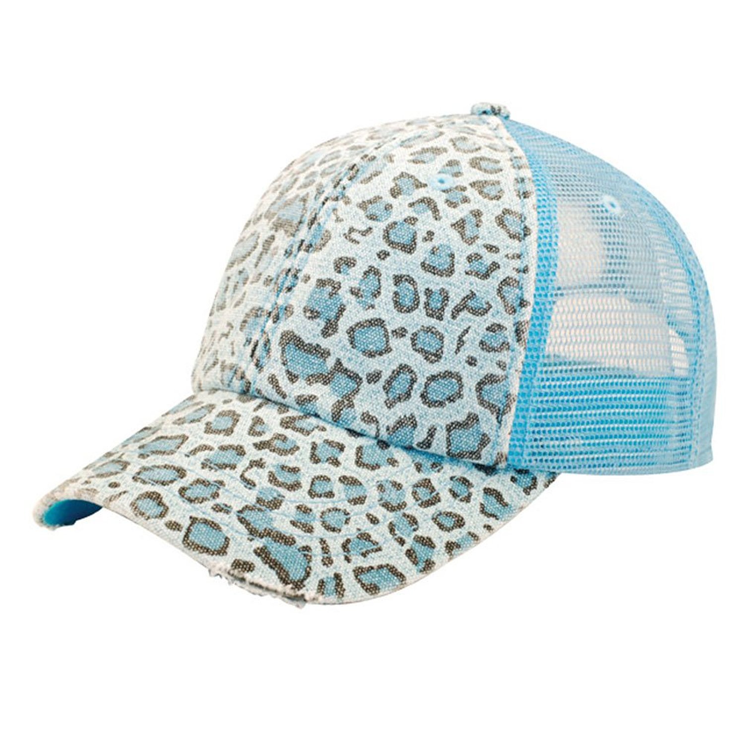 MG Mega Cap Ladies Leopard Print Mesh Cotton Snap Back Baseball Hat Cap