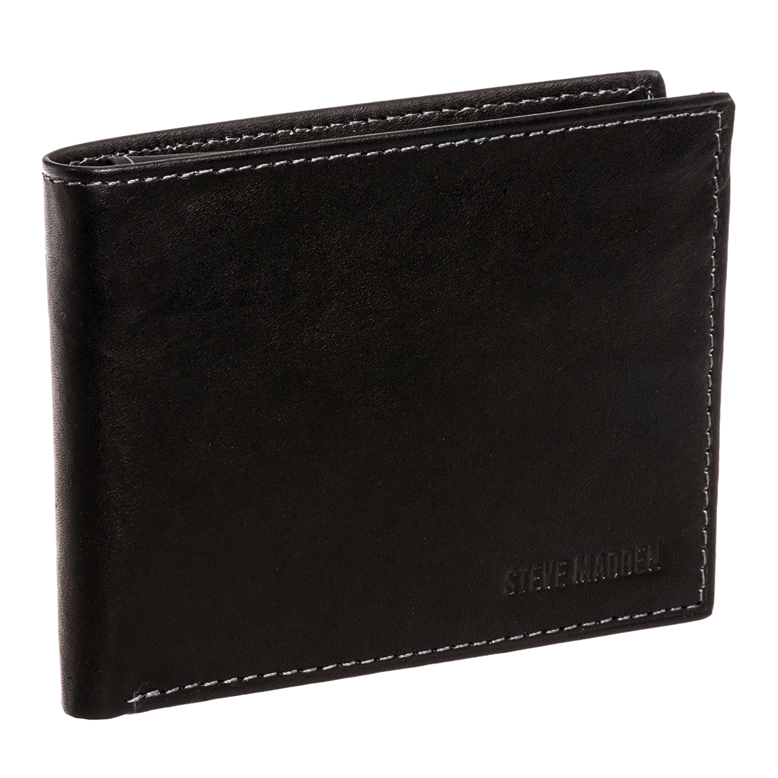 Steve Madden Mens Genuine Leather Antique Passcase Billfold Bifold Wallet