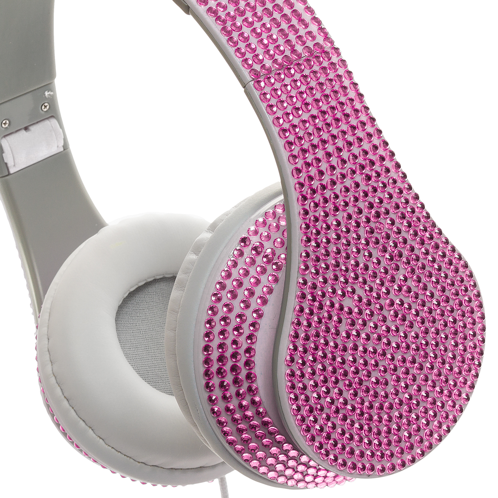 Crystal Case Foldable Bling DJ Stereo Over Ear Headphones w/ Handsfree