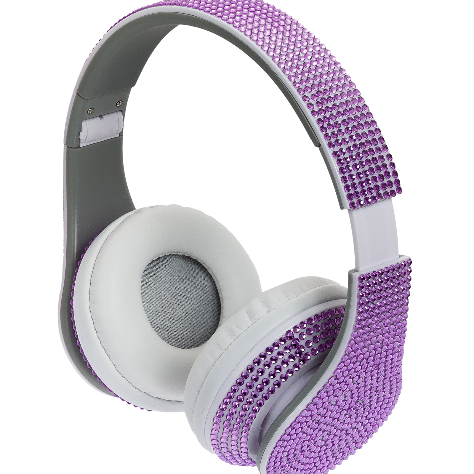 Crystal Case Foldable Bling DJ Stereo Over Ear Headphones w/ Handsfree