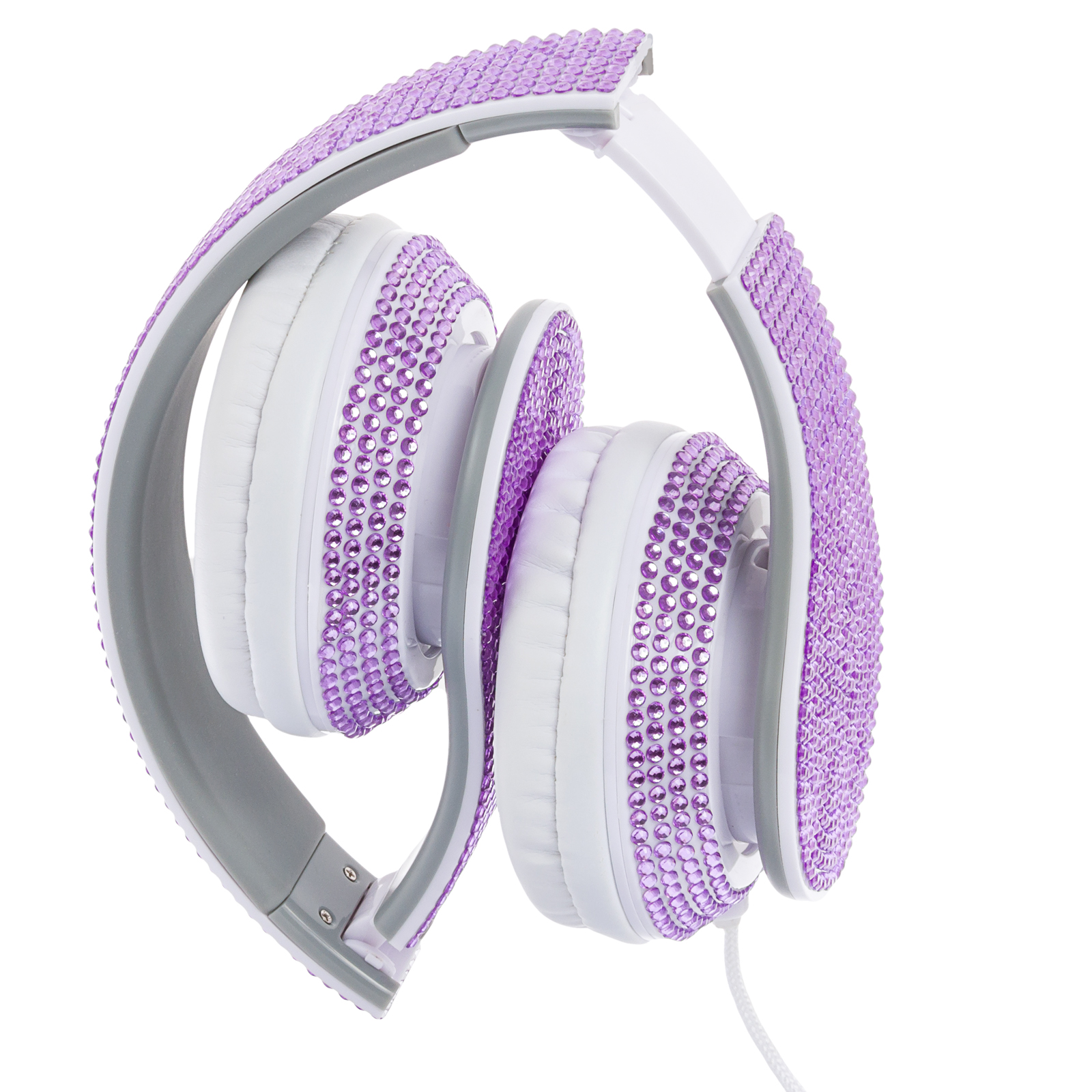 Crystal Case Foldable Bling DJ Stereo Over Ear Headphones w/ Handsfree