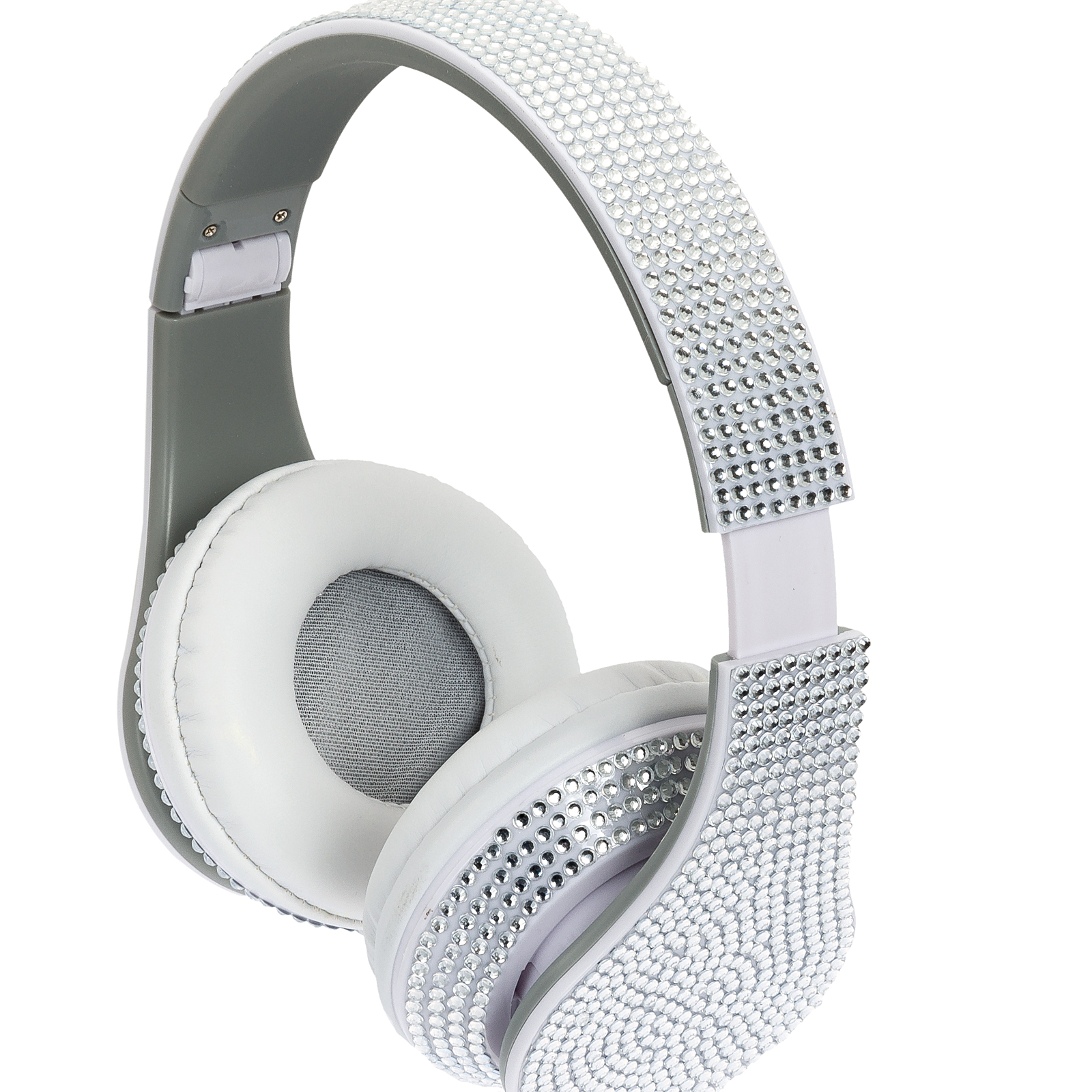 Crystal Case Foldable Bling DJ Stereo Over Ear Headphones w/ Handsfree