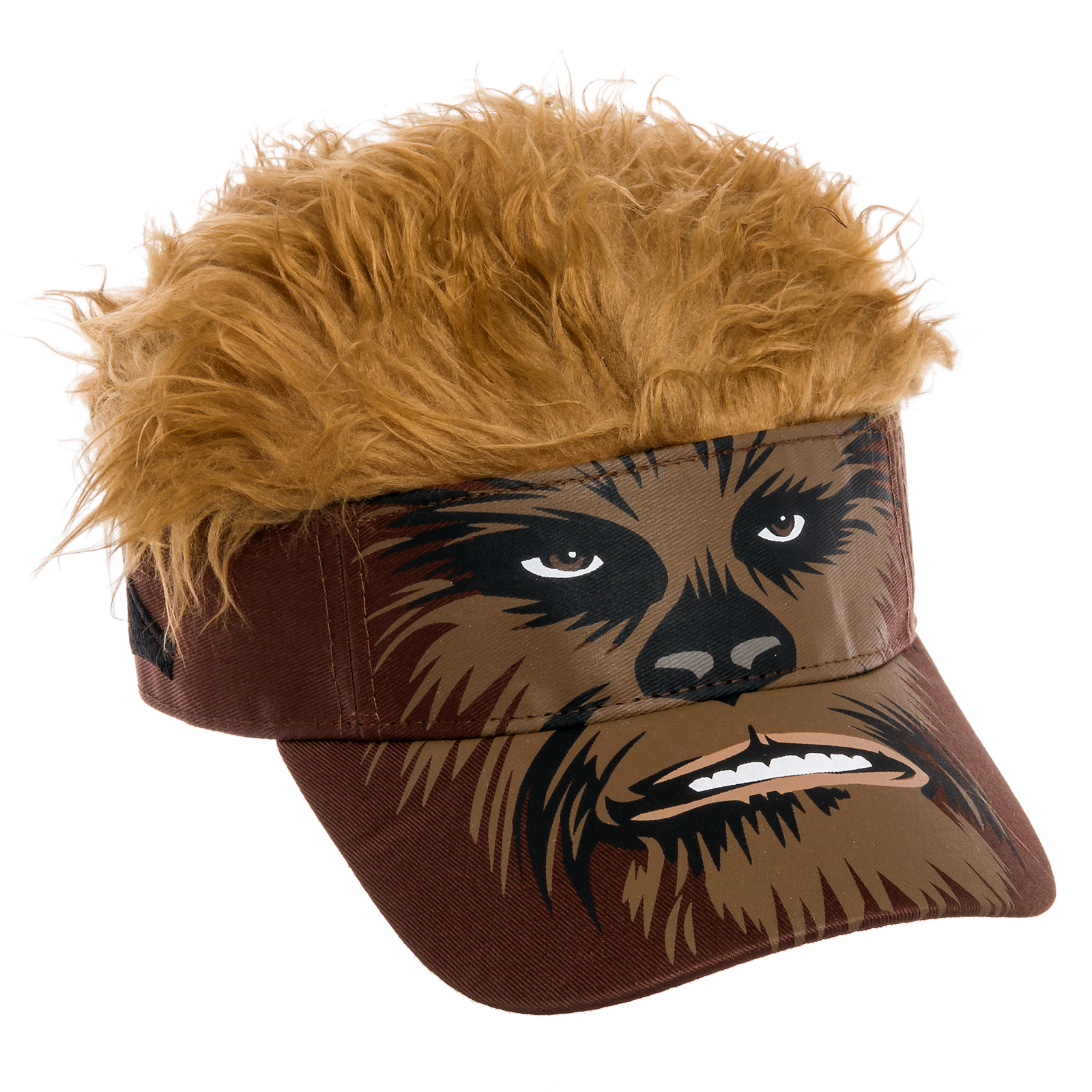 Flair Hair Mens Brown Cotton Chewbacca Original Visor Cap Hat w/ Brown
