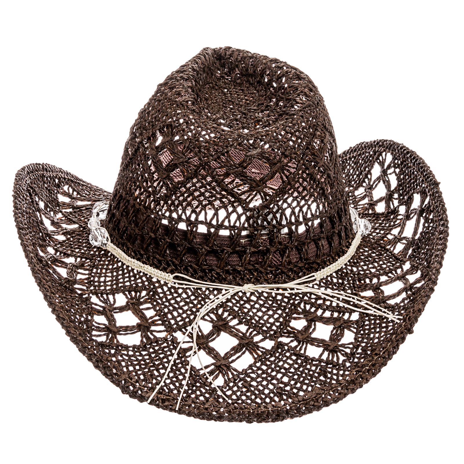 Dorfman Pacific Womens Straw Country Western Cowgirl Hat w/ Glass Beads