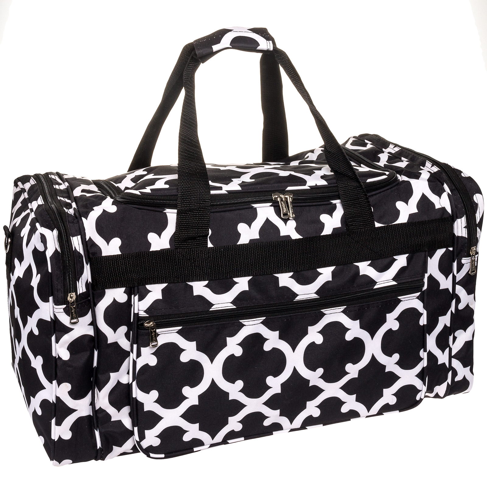 NEW Women 22" Inch Black & White Geometric Gym Carry On Travel Duffle