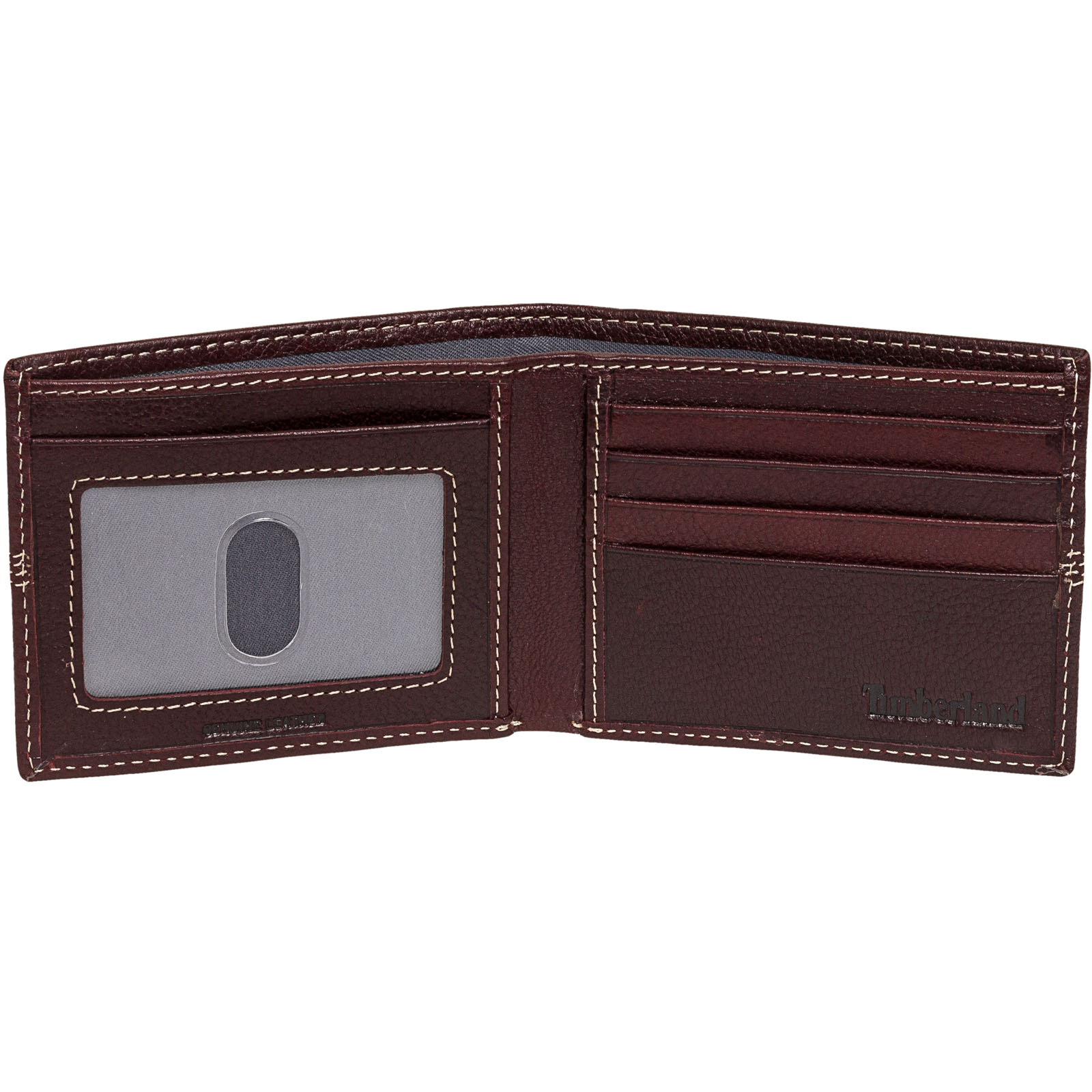 Timberland Mens Leather Logo Embossed Sports Quad Pebbled Bifold Wallet