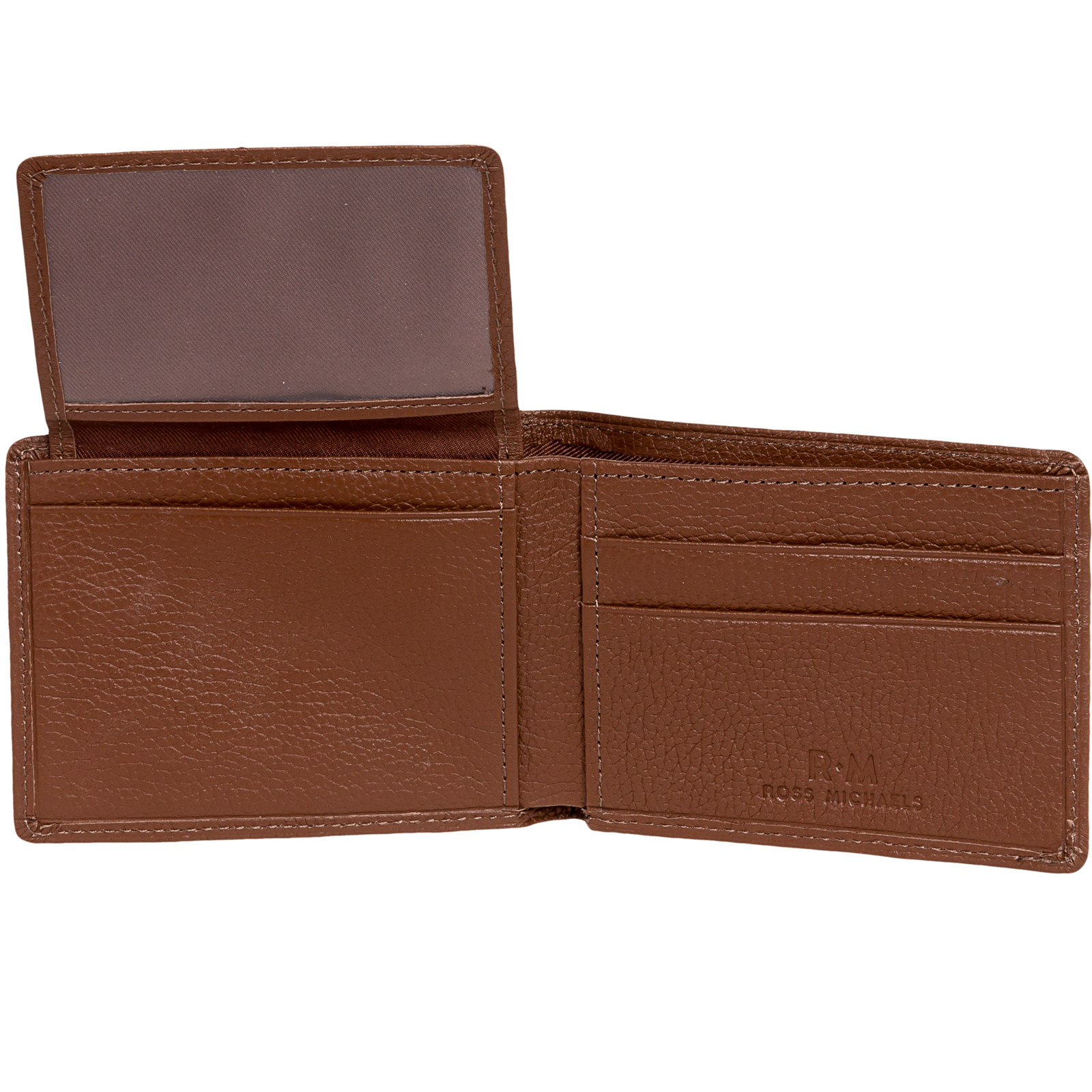 ROSS MICHAELS NEW Mens Genuine Leather Flip Up Passcase Slimfold Bifold