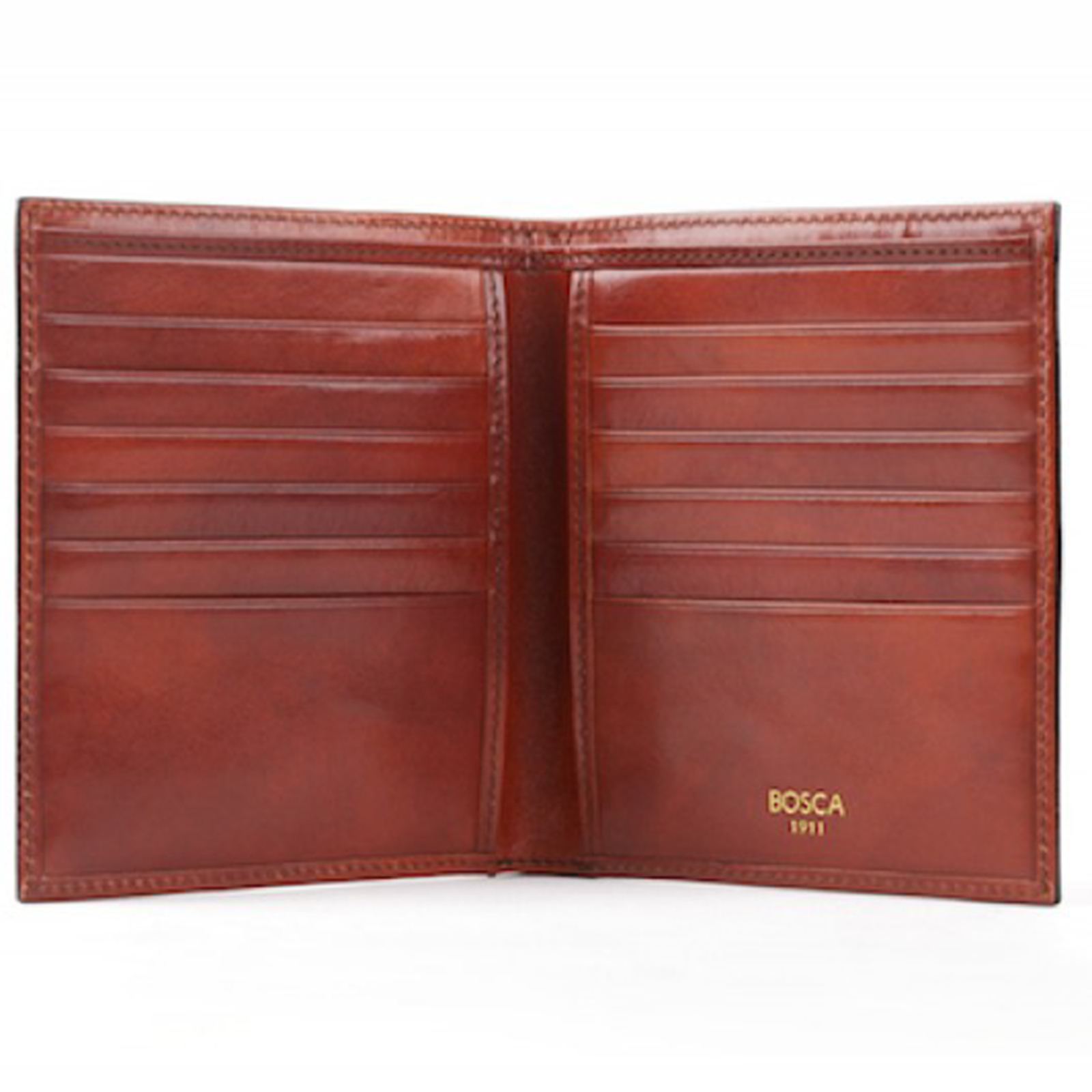 Bosca Mens Old Leather Collection 12 Pocket Credit Card Bifold Wallet