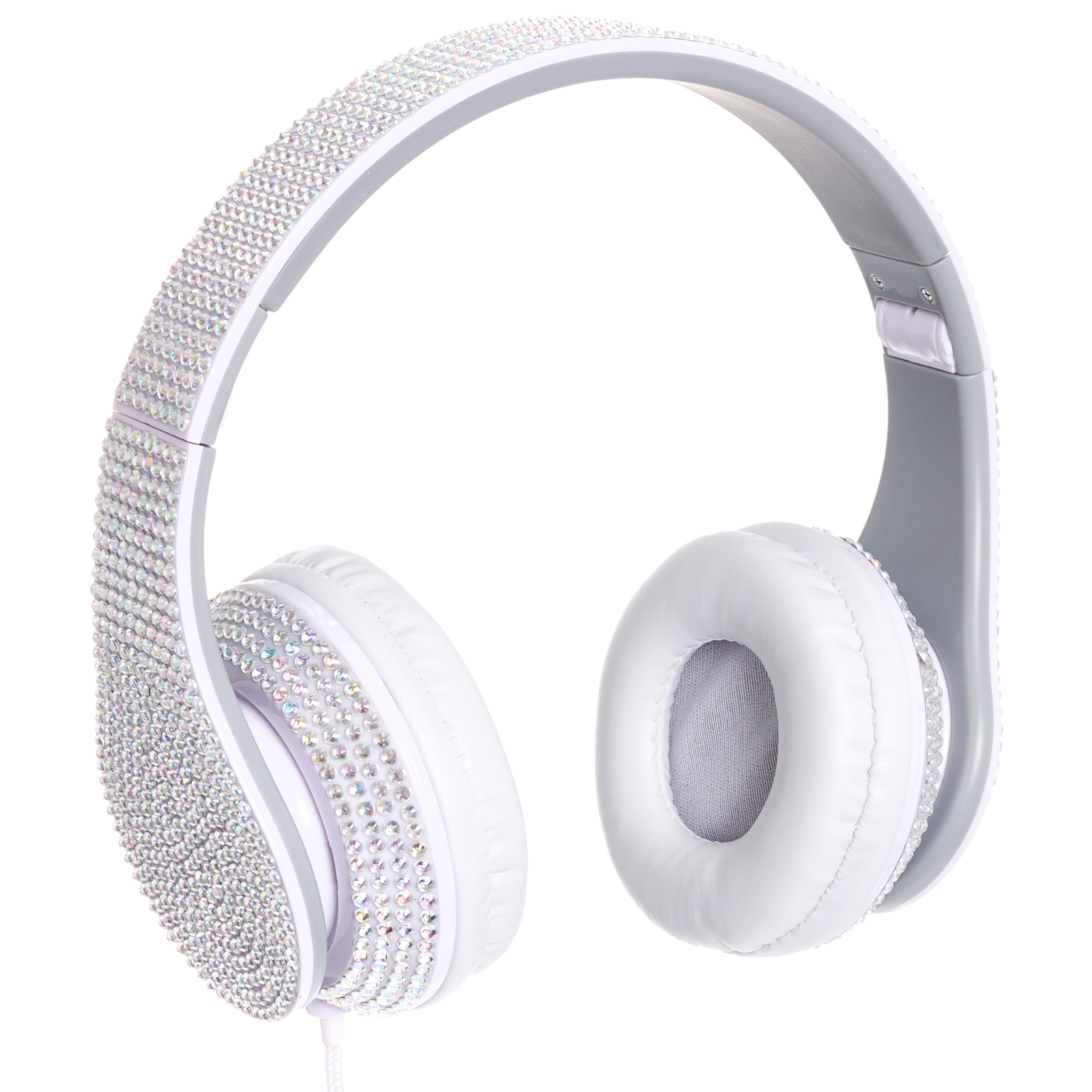 Crystal Case Foldable Bling DJ Stereo Over Ear Headphones w/ Handsfree