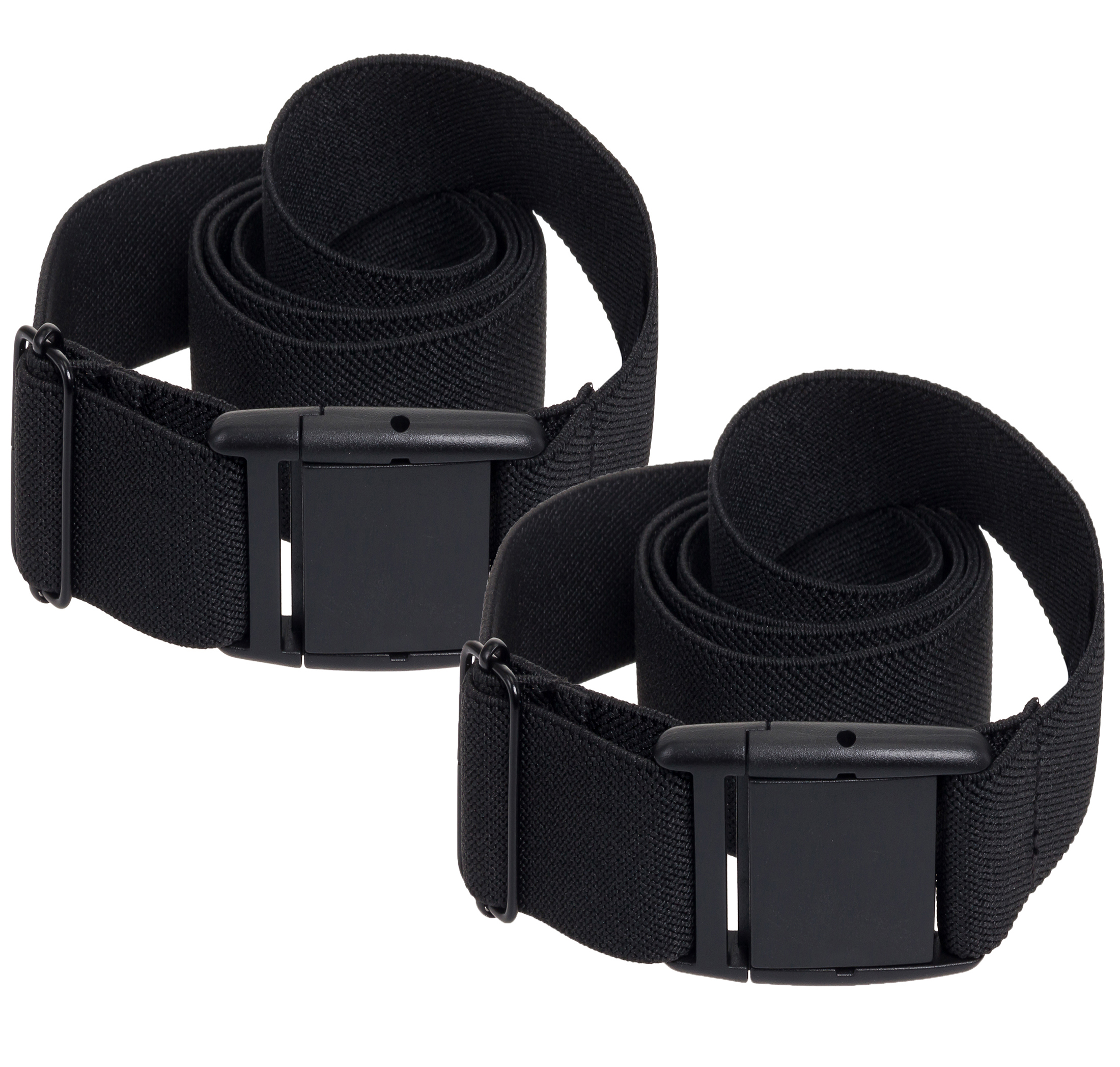 Silver Lilly Adjustable Elastic No Show Flat Buckle Stretch Belt 2 Pack