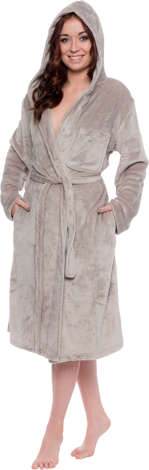 Silver Lilly Womens Plush Wrap Kimono Hooded Bath Robe Loungewear w/ Tie Belt Silver Lilly Womens Plush Wrap Kimono Hooded Bath Robe Loungewear w/ Tie Belt