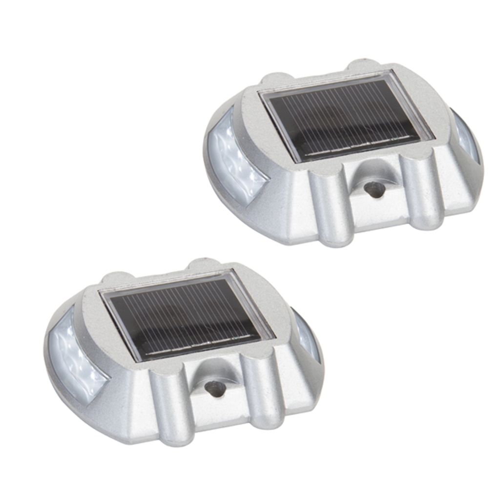 2pcs White Solar Led Pathway Driveway Lights Dock Path Step Road 2 Pack White Solar Powered Led Road Stud Driveway Pathway Stair Deck Dock Lights
