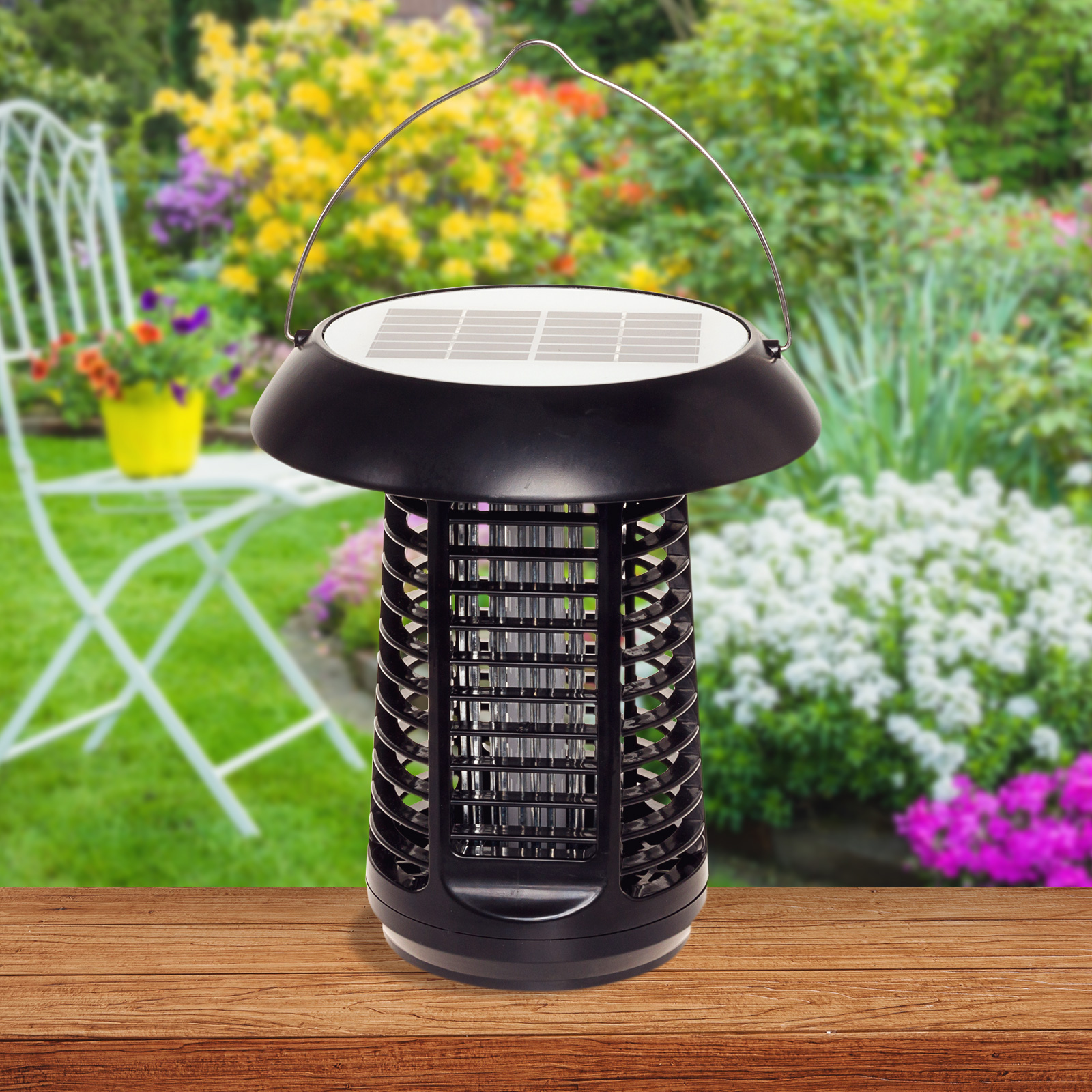 GreenLighting NEW Matte Black 1200V Solar Outdoor Bug Zapper Insect