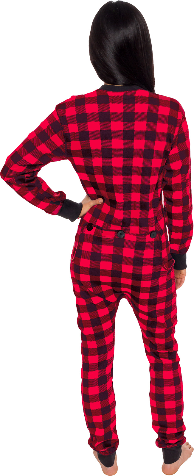 Unisex Adult Clothing Pink And Blue Plaid Footed One Piece Pajamas 