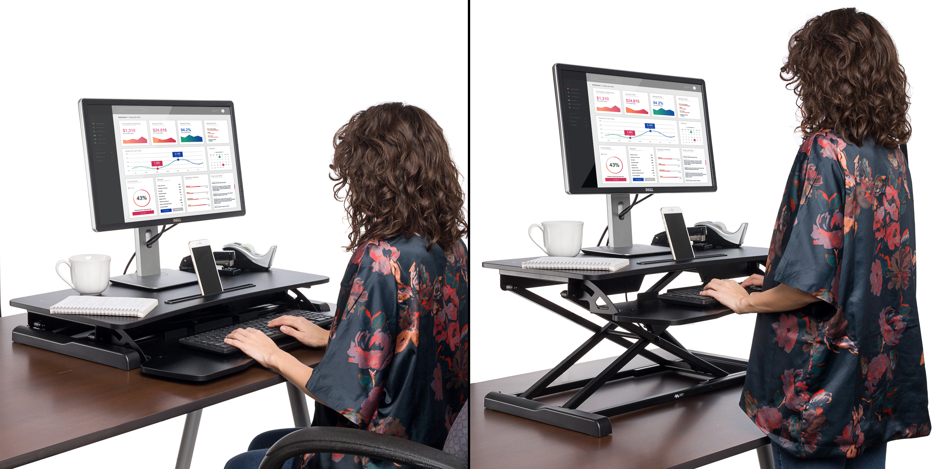 Mindful Design Adjustable Height Sit To Stand Elevating Desk (Black, Standard) 841478138594 eBay