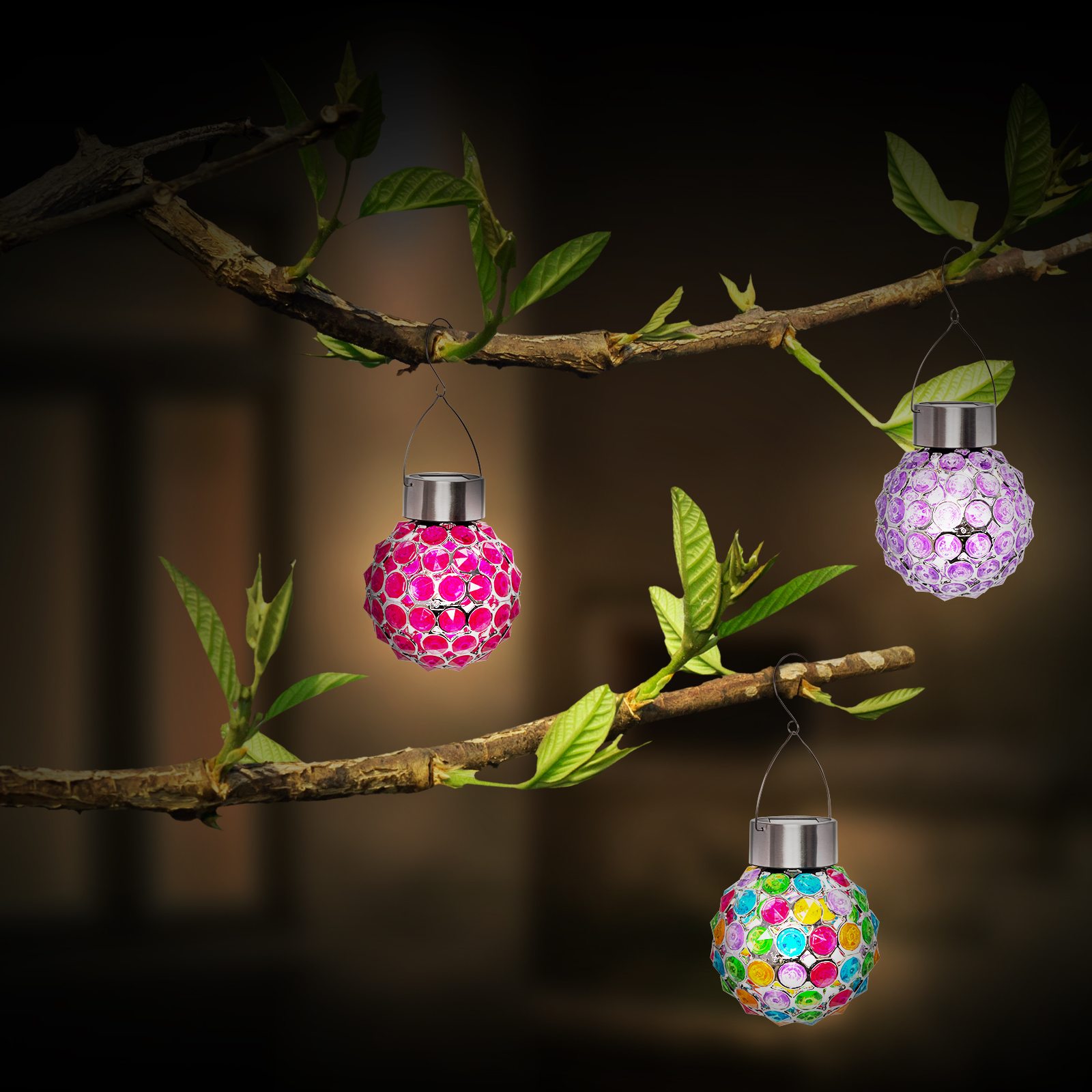 3 Pack Greenlighting Outdoor Solar Hanging Lights Decorative Ball 3 Pack Greenlighting Outdoor Solar Hanging Lights Decorative