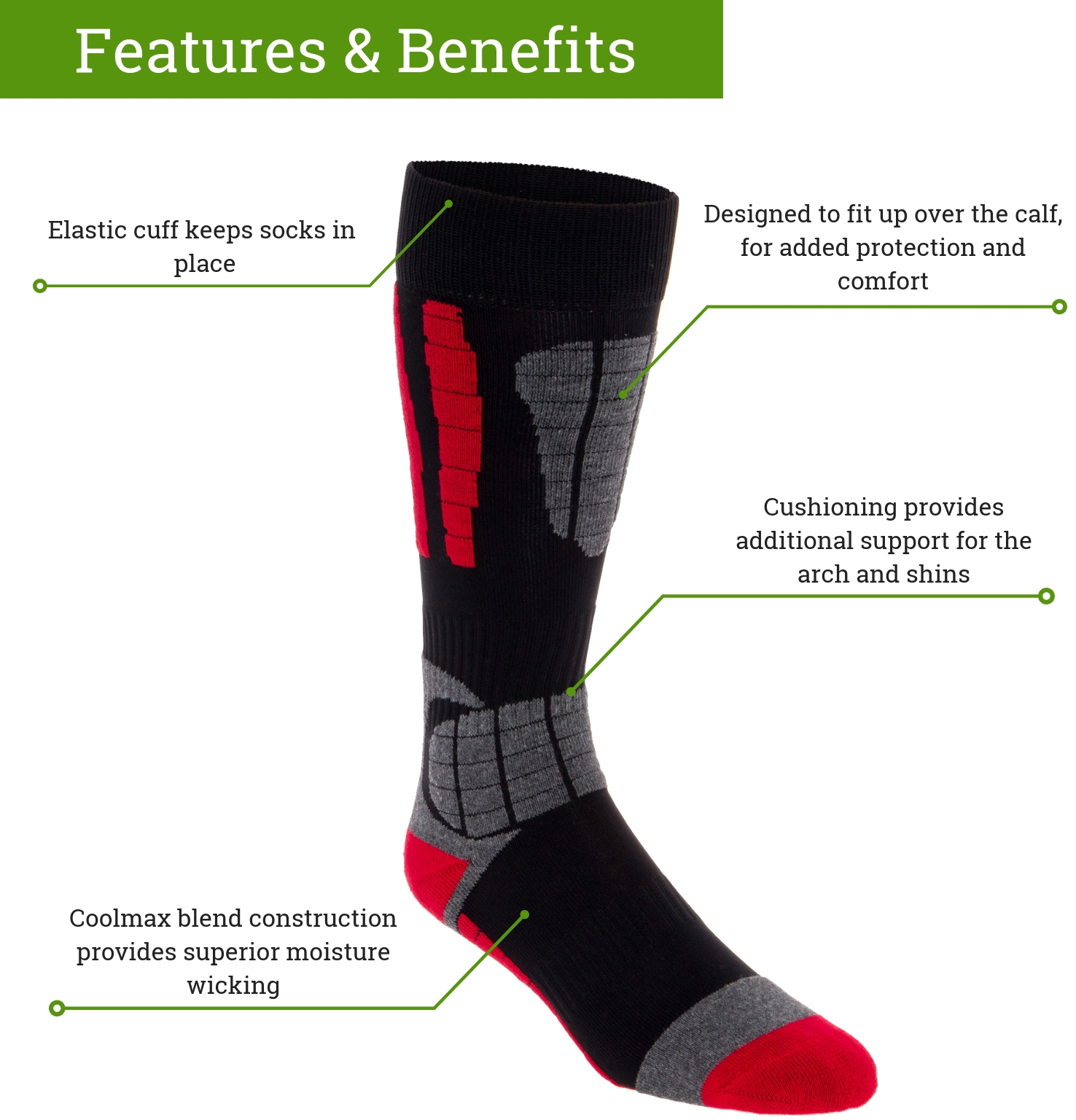 3 Pack LISH Men's Cold Weather Ski Over The Calf Thermal Padded Snow